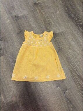 Fabindia Baby Girl Flutter Sleeve Yellow Floral Dress Sz 12-18 months Spring‎